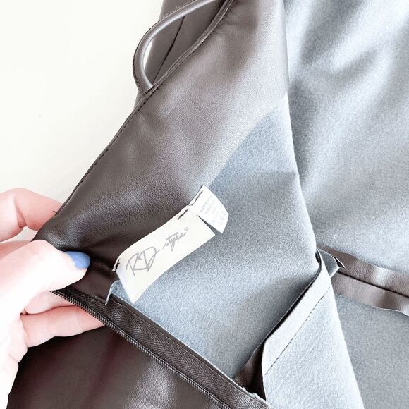 RD Style Womens Midi Dress Davina Criss Cross Sleeveless VL Brown Vegan Large - Picture 4 of 7